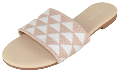 Top Moda Women Flip Flops Patterned Sandals Casual Slide Slippers ONO Beige Nude - Image 1 of 3