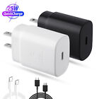 25W Super Fast Wall PD Charger+Dual Type C Cable. For Samsung Galaxy S23 S22 S21
