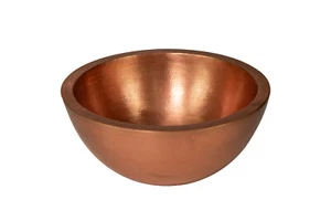 Mexican Craft Recycled Copper Bathroom Sink: 17x8" Round Vessel, Shiny, 18 Gauge - Picture 1 of 5
