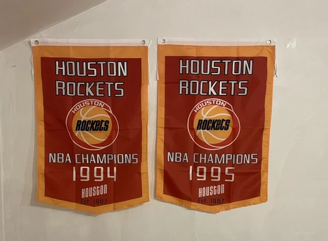 Complete Set Houston Rockets NBA Champions 2 Banners/Flags 2’ x 3’ Cover