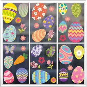 Easter Egg Window Clings,Easter Window Clings for Glass Windows,Double Sided Hol - Picture 1 of 12