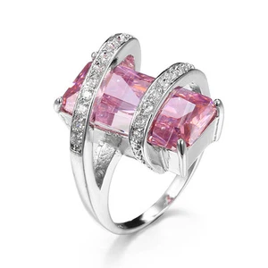 Anillo rosa/azul/verde/púrpura/rojo/champán para mujer de plata 925 AAA CIRC talla 6-10 - Imagen 1 de 18