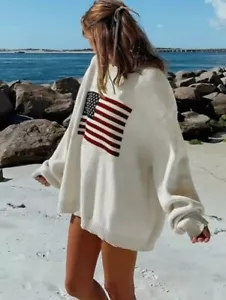 USA Flagge Pullover - Internet Sensation - weiß oder marineblau neu mit Etikett! S, M, L, XL - Bild 1 von 8