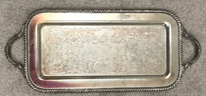VINTAGE SILVER ON COPPER VICTORIAN STYLE GRADROONED EDGE 26" LARGE SERVING TRAY - Picture 1 of 9