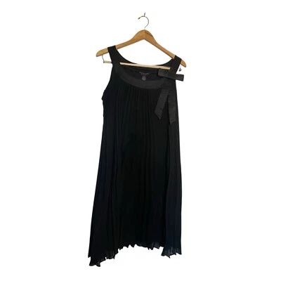 Signature by Robbie Bee Negro Plisado Fluido Vestido de Cóctel con Lazo 16W Fiesta Foto 1 de 4