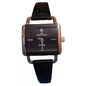 Anne Klein Diamond Black & Silver Toned Wristwatch - Picture 1 of 3