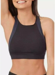 Lively The Active High Neck Cross Back Sports Bralette Bra Black Navy Small - Picture 1 of 7