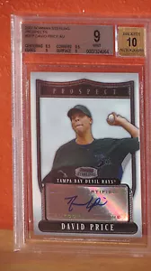 2007 Bowman Sterling Prospects David Price Rookie Auto Card BGS 9 Auto 10. - Picture 1 of 2