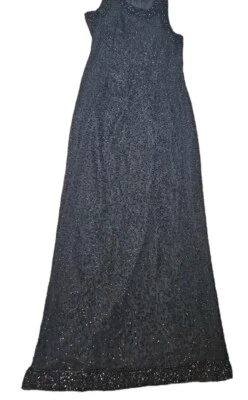 VTG Laurence Kazar Dress Womens Medium Silk Beaded Black Gown Formal Long  - Image 1 of 4