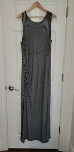Bobeau Maxi Dress  Womens 1X Sleeveless Black White Striped New - Picture 1 of 3