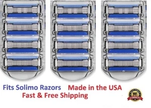 12 Solimo 5-Blade Razor Refills for Men with Precision Beard Trimmer Refills - Picture 1 of 2