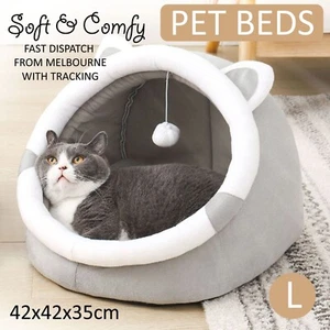 Large 42x42cm Pet Bed Cat Dog Calming Warm Soft Plush Cave Hanging Toy Anti-Slip - Picture 1 of 3