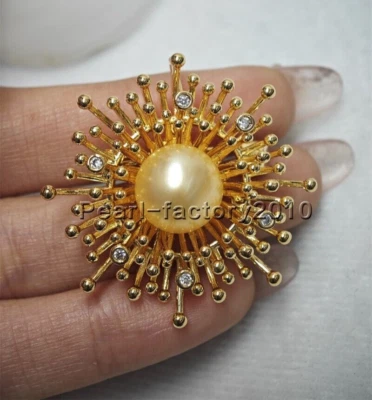 precioso broche de perlas de oro del mar del sur 925s Foto 1 de 3