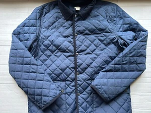 Crewcuts J.Crew Unisex Quilted Barn Jacket Size 14 Corduroy Trim Navy Blue - Picture 1 of 8