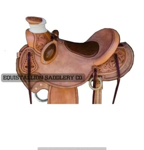 Western schwarzes Leder Pferd Wattebaum Sattel Ranch Seil Hartleder Sitz - Bild 1 von 1