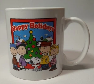 Taza de café grande Peanuts Gang Happy Holidays 2015 Charlie Brown Snoopy - Imagen 1 de 3