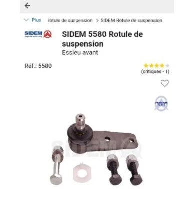 SIDEM 5580 Rotule de suspension RENAULT clio  11 5 21 9 megane twingo - Photo 1/4