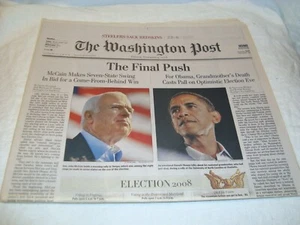 The Washington Post Periódico ""The Final Push"" Election Obama, 4 de noviembre de 2008 - Imagen 1 de 2