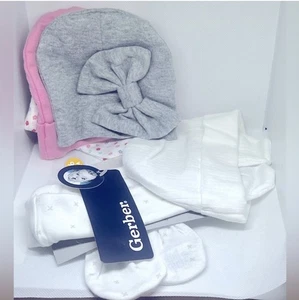 Gerber Bebé Recién Nacido Niñas Bebé Sombrero y Mitón Conjunto Lote 0-6 Meses Nuevo con Etiquetas - Imagen 1 de 10