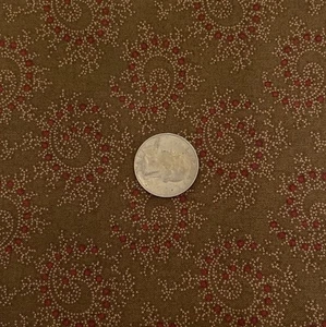 Cotton 2&3/4Yards Fabric Paisley Brown Red Gold Vtg 1997 Moda By Bannock&Patek - Picture 1 of 6