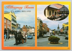 Postal de carruaje de caballos del condado de Kerry escenas callejeras de la ciudad de Killarney de Irlanda - Imagen 1 de 2