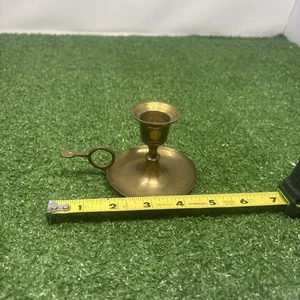 Vintage Brass Chamber Candle Stick Holder Finger Ring Thumb Rest - Picture 1 of 4