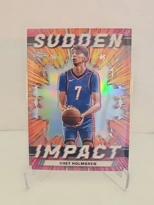 💥2023-24 Topps Chrome - Sudden Impact Chet Holmgren #SI-23 Silver Holo - OKC - Image 1 of 2