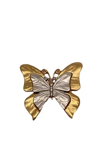 Premier Designs Butterfly Brooch Pin Two Tone Metal Gold Silver - Picture 1 of 8