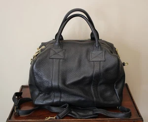 Schwarze Seesack aus genarbtem Leder Weekender Handgepäck kleine Tasche gut gemacht - Bild 1 von 9