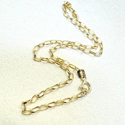 Tobillera de cadena de eslabones ovalados brillantes de oro amarillo de 10" 2,5 mm sólido de 10 quilates Foto 1 de 4