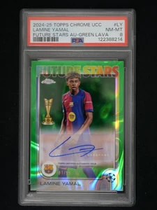 2024-25 Chrome UEFA Club Lamine Yamal Future Stars Auto Green Lava /99 PSA 8 - Picture 1 of 2
