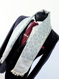 Men's Vintage Paisley Scarf, Gents 60's Silk Evening Green Scarf Opera Cravat - Picture 1 of 9