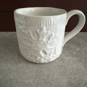 Potters Studio Schneeflocke Becher geprägt Elfenbein Keramik Urlaub Bauernhaus Neu - Bild 1 von 5