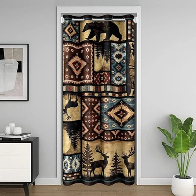 Cortinas de puerta de oso rústico 52" W X 80" L, buffalo a cuadros corte apagón... Foto 1 de 4