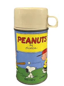 Vintage 1966 Peanuts Charlie Brown Collectible Metal Thermos (no Lunch Box) - Picture 1 of 9