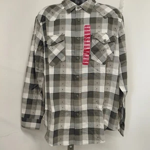 Frye Jacquard Flanell Hemd Herren Gr. XLarge Dusty Green Langarm Knopfleiste  - Bild 1 von 15