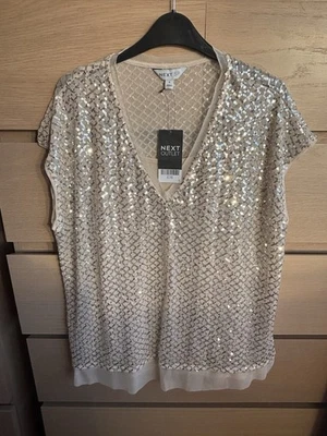BNWT A Pretty Nude Sequinned Top In Size 16 By Next - Image 1 of 4