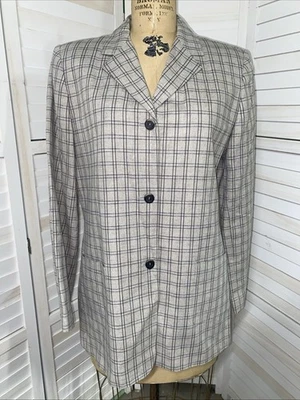 Chaqueta Blazer Harve Benard De Colección Por BENARU HOLTZMAN Cuadros Talla Grande Lino Algodón Foto 1 de 4