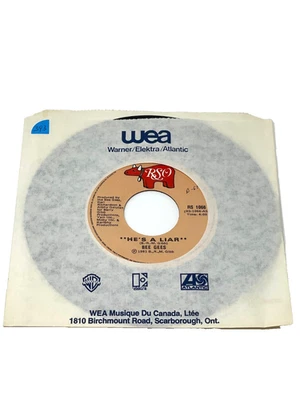 Bee Gees 'He's a liar (Vocal)' & 'He's a liar (Instrumental)' 1981 45 RPM (#393) - Image 1 of 3