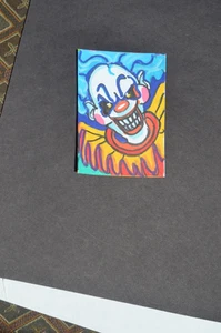 ACEO Original Horror Evil Clown 2 Halloween not a print mixed media - Bild 1 von 3