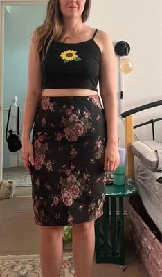 Vintage 1990s Pencil skirt Asian-inspired floral embroidery - Image 1 of 4