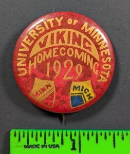 Pinback vintage de 1929 University Minnesota vs Michigan Homecoming - Imagen 1 de 2