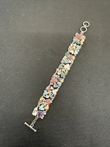 Brazalete WK Whitney Kelly Plata Esterlina Corazón MOP Multi Piedra Palanca A106 - Imagen 1 de 12