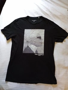 Black Karl Lagerfeld Paris  Logo T Shirt Size M  short sleeve soft mosaic - Picture 1 of 6