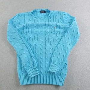 Polo Ralph Lauren Sweater Womens Medium Blue Cable Knit Crewneck *DISCOLORATIONS - Picture 1 of 14