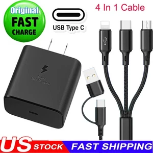 45W USB-C Super Fast Wall Charger 4 In 1 Cable For Samsung iPhone Google Motorol - Picture 1 of 21