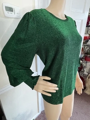 Marks & Spencer Ladies Stunning Dressy Green shiny glitz Blouse /Top Sz12 BNWOT  - Image 1 of 4