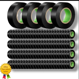 100 Rolls of Black Electrical Tape 3/4in x 66ft Waterproof High Temp Insulation - Picture 1 of 6