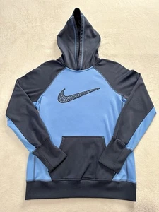Nike Therma-Fit Hoodie Sweatshirt Youth Boys M Pullover Blue Two Toned Logo - Picture 1 of 2