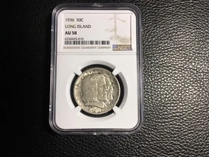 1936 Long Island Silver Commemorative Coin NGCAU 58 original uncleaned - Picture 1 of 2
